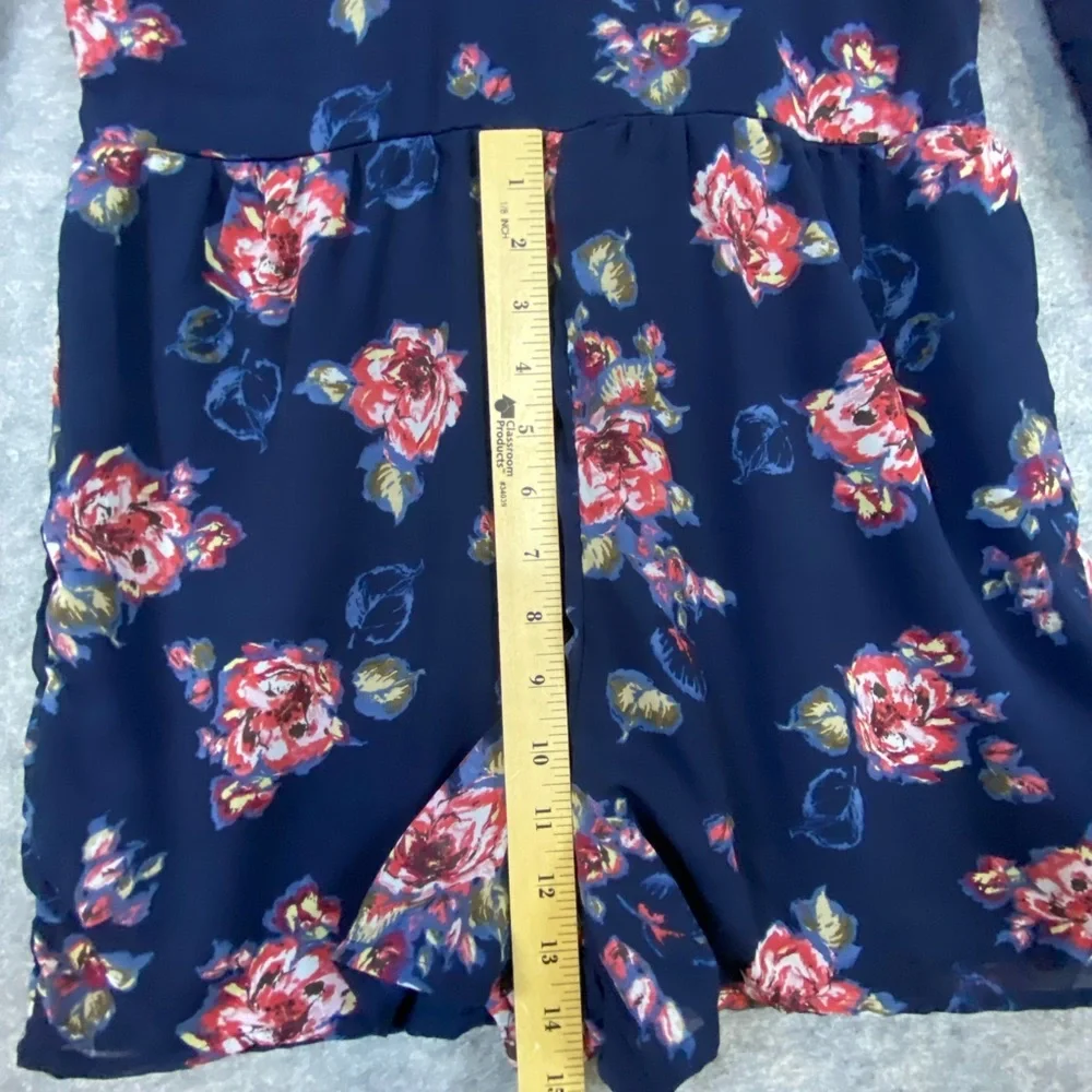 Abercrombie & Fitch Floral Navy Shorts Romper Jumpsuit Sheer Sleeves‎ Size 2